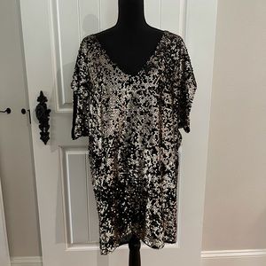 Free People Sequin Gold Tshirt Dress